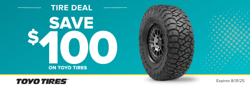 Toyo 4 Tire Up To $100 Mail In Rebate 10-01-2025 through 10-31-2025