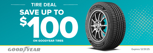 Goodyear 4 Tire up to $100 PrePaid MasterCard Mail in Rebate 11/01/2025 through 12/31/2025