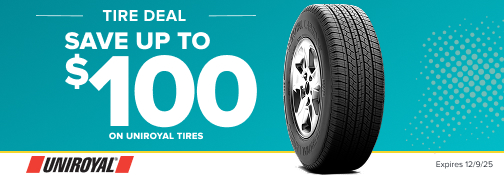 Uniroyal 4 Tire $100 Mail In Rebate 11-06-2025 through 12-09-2025