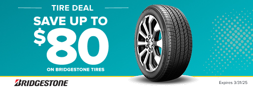 Bridgestone 4 Tire up to $80 Mail-In Rebate - 03/01/2025 thru 03/31/2025