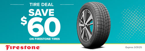 Firestone 4 Tire $60 Mail In Rebate from 03/01/2025 through 03/31/2025