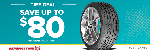 General 4 Tire up to $80 Visa Prepaid Card between 03/1/2025 through 04/30/2025