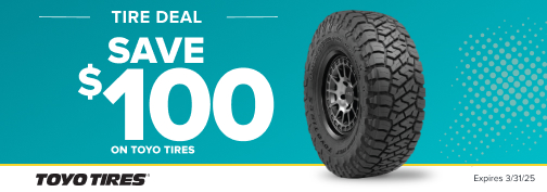 Toyo 4 Tire $100 Mastercard Mail in Rebate 03/01/2025 through 03/31/2025 rebate