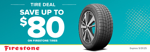 Firestone 4 Tire up to $80 Mail In Rebate 05-01-2025 through 05-31-2025 rebate