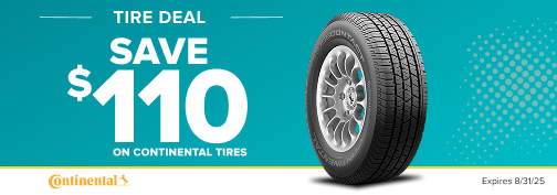 Continental 4 Tire $110 Mail In Rebate 07-01-2025 through 08-31-2025