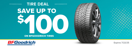 BFGoodrich 4 Tire up to $100 Mail In Rebate 07-10-2025 through 07-22-2025