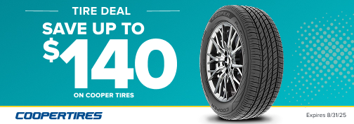 Select Cooper lines get $70 off, and an additional $70 is applied when using Goodyear Branded credit card. Valid on purchases between 8/1/25 - 8/31/25.
