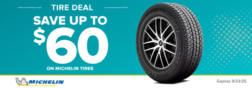 Michelin 4 Tire up to $60 Mail In Rebate 08-28-2025 through 09-23-2025